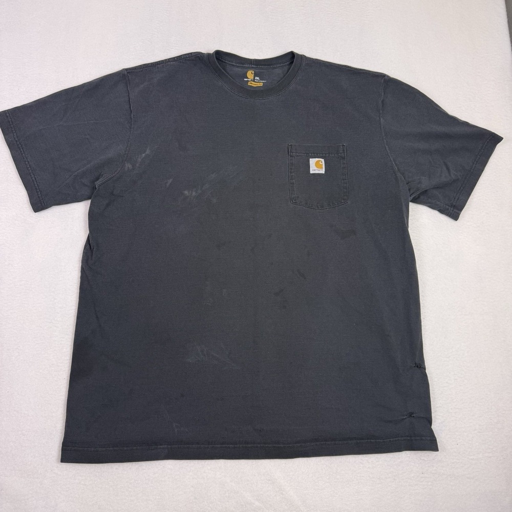 Carhartt K87 Black Pocket T-Shirt Men's 2XL Original Fit Distressed Workwear Tee